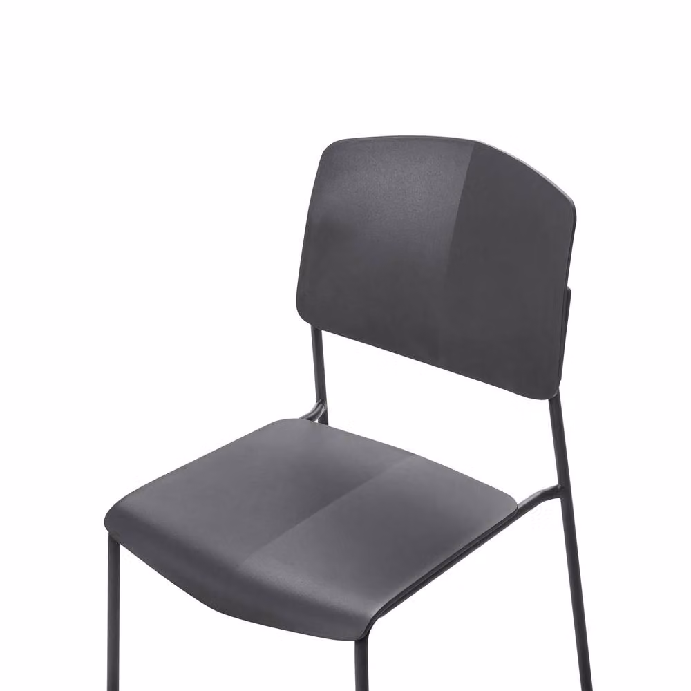 Wyld and Coco Set of 2 Black Armless Dining Chairs with Synthetic Leather Seats – 3