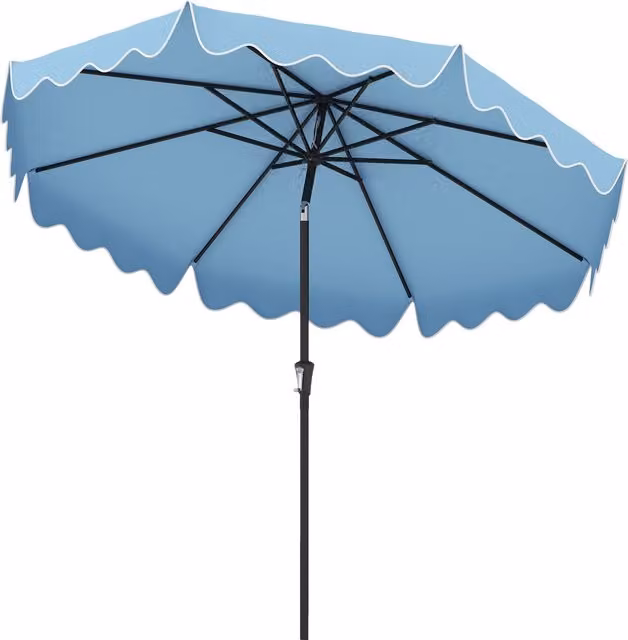 COSTWAY Blue Polyester Garden Parasol Sunshade Canopy with Crank Handle