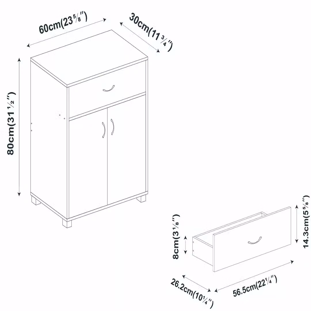 EONLION Small 2-Door Wooden Sideboard with Drawer, White Modern Hallway Storage Cabinet – 2