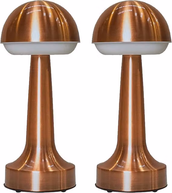 ValueLights Troy Outdoor Touch Table Lamps, Set of 2, Copper