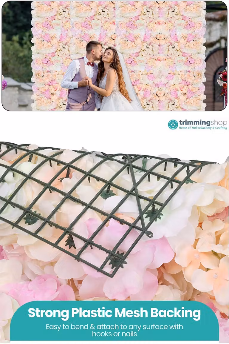 Neel Blue Peach Hydrangea Artificial Flower Wall Panel for Wedding Photography Backdrops W/D/H: 60 x 40 x 40 cm