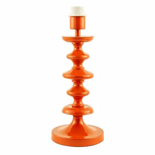 Happy Homewares Modern Orange Gloss Table Lamp Base with Round Step Design, H 37 cm x W 15 cm x D 15 cm – 1