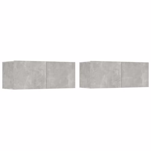 vidaXL 2 Piece Modern Wall Mounted TV Cabinet Set in Grey Engineered Wood, W/D/H: 80 x 30 x 30 cm