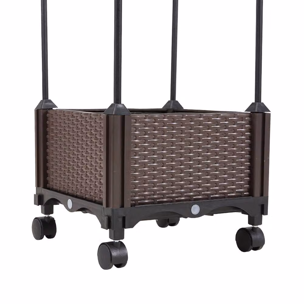 Living and Home Rolling Planter Box with Trellis in Brown, W/D/H: 129.0 x 30.5 x 30.5 cm – 4