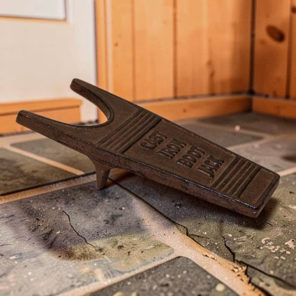 Four Candle Antique Rust Cast Iron Boot Jack in Brown, H 26.5 cm x W 12 cm x D 5.2 cm – 2