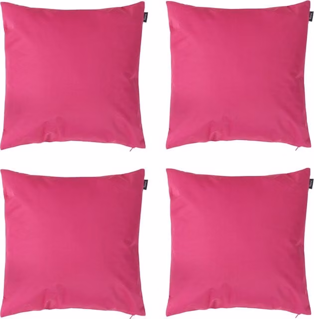 ICON Set of 4 Plain Square Indoor and Outdoor Pink Polyester Cushions with Filling Included