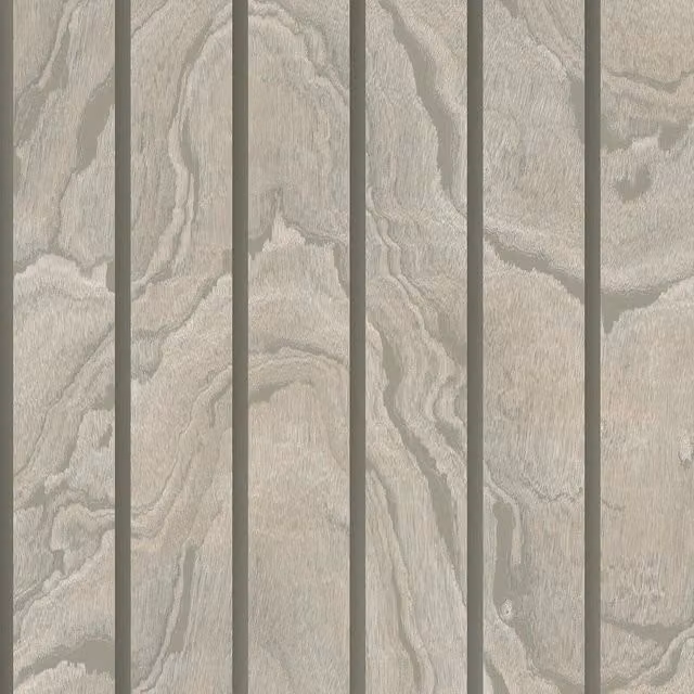 Muriva Abstract Woodgrain Marble Slat Panelling Wallpaper in Beige