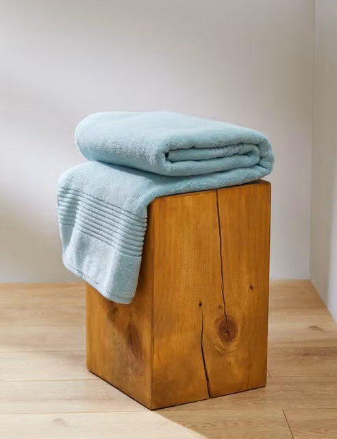 M&S Plush Egyptian Cotton Towel in Duck Egg Blue