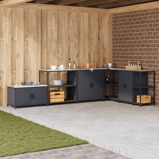 Berkfield Home Kitchen Storage Shelf in Anthracite Matt Steel
