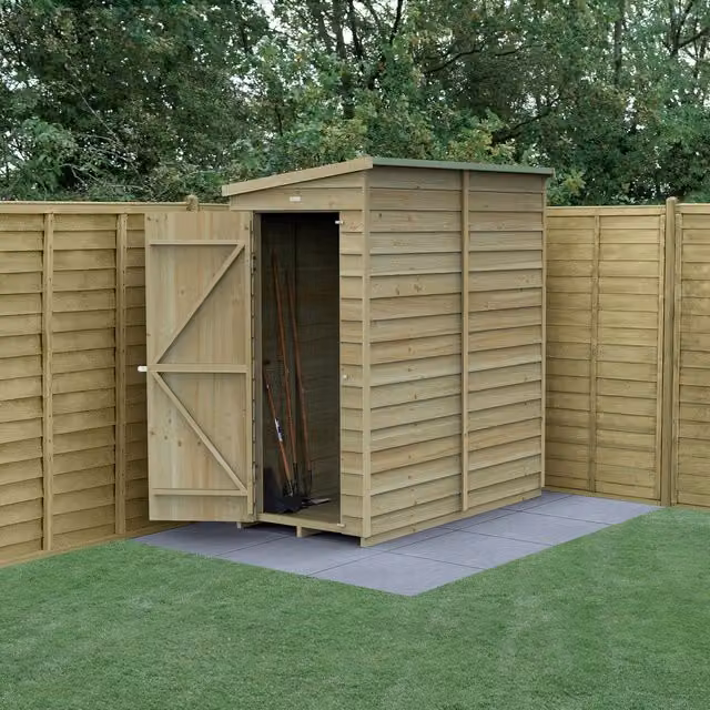 4LIFE Brown Wooden Pent Shed with Foundation and Floor W/D/H: 182.88 x 91.44 x 16.7 cm