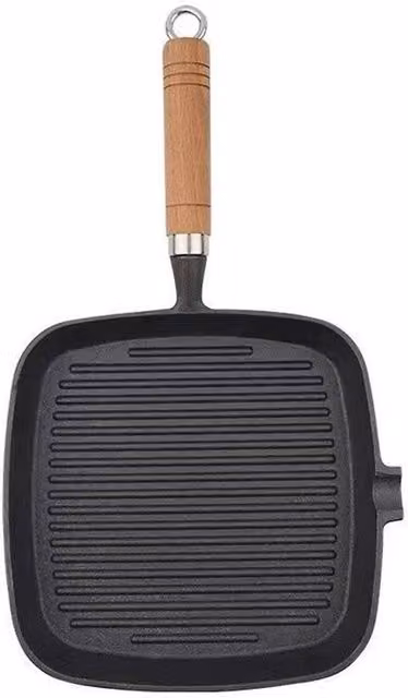 EONLION Uncoated Cast Iron Griddle Frying Pan in Black, Width: 100 cm – 1