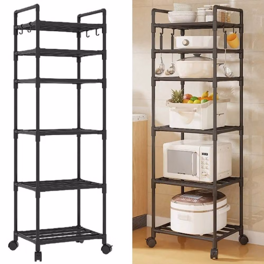 KORVIXA 6 Tier Heavy Duty Metal Storage Rack in Black, W/D/H: 100 x 32 x 170 cm – 3