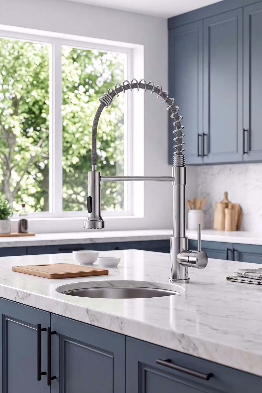 JANLEMNY Chrome Pull-Down Sprayer Kitchen Mixer Tap with 360 Swivel and 2 Spray Modes in Silver – 5