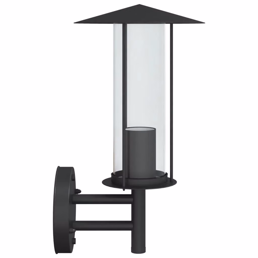 Berkfield Home Black Stainless Steel Outdoor Wall Lights, Set of 2 – 3