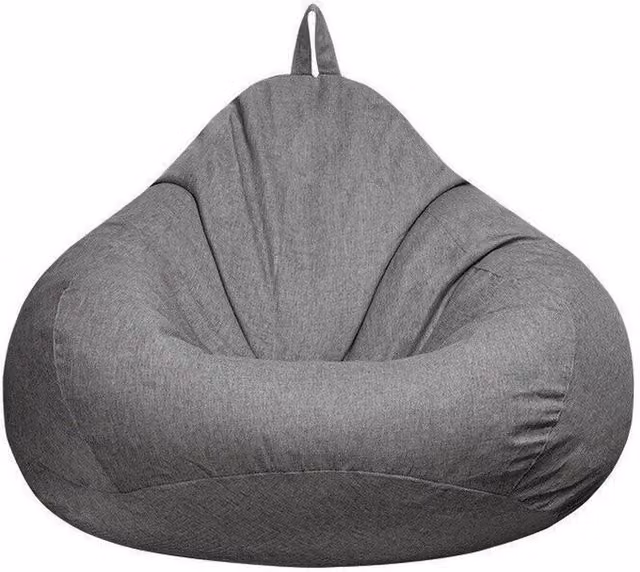 Kelvenix Extra Large Bean Bag Sofa Cover in Grey, W: 190 cm x D: 100 cm