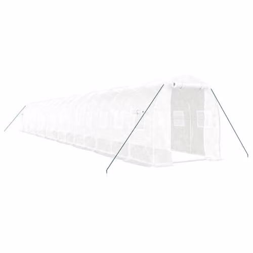 vidaXL White Steel Frame Greenhouse for Vegetable Gardens, 16 x 2 x 2 m