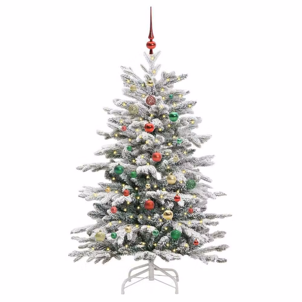 Berkfield Home Artificial Hinged Christmas Tree in White, Height: 150 cm – 3