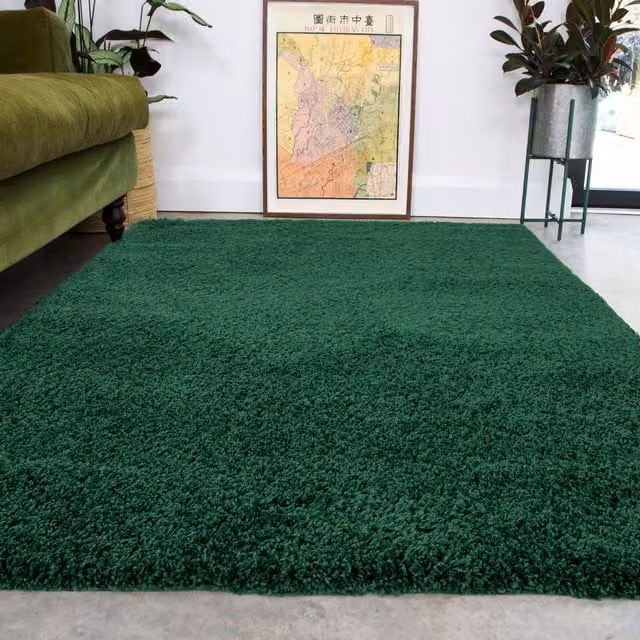 Kukoon Green Super Soft Shaggy Rectangular Rug, W: 160 cm, D: 230 cm