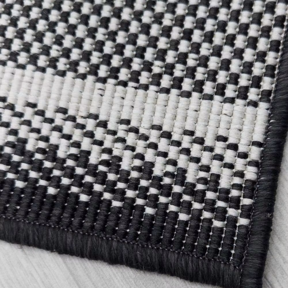 runrug Geo Reversible Indoor/Outdoor Carpet Runner Rug in Black, W: 60 cm x L: 210 cm – 3