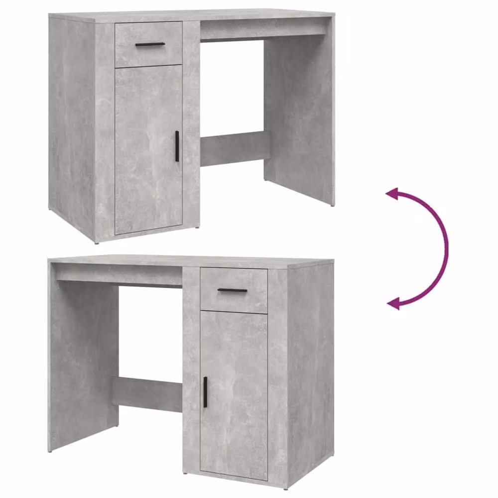 Berkfield Home Elegant Writing Desk in Concrete Grey, W/D/H: 100 x 49 x 75 cm – 4
