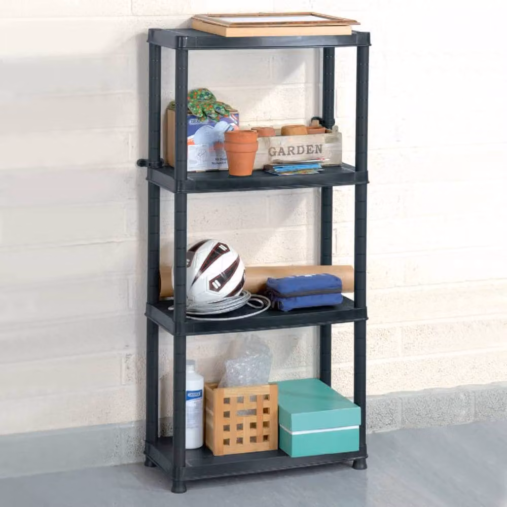 Berkfield 4-Tier Black Plastic Home Storage Shelf, W/D/H: 61 x 30.5 x 130 cm – 2
