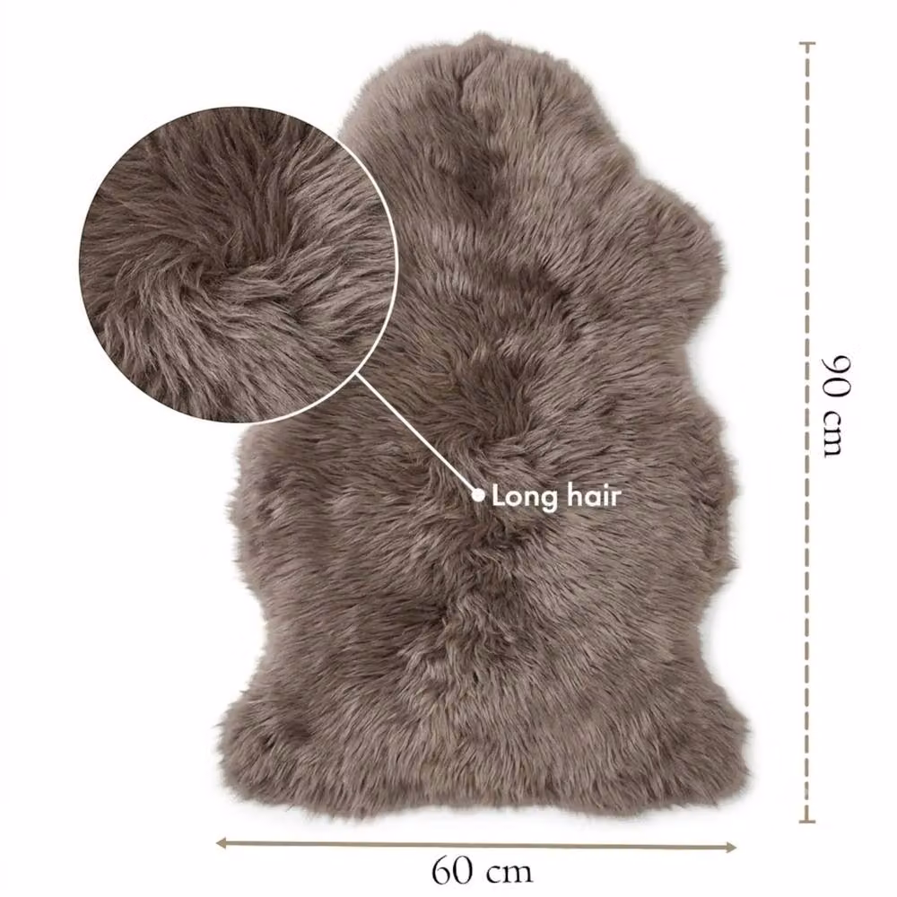 Infinity Leather Natural Wool Single Sheepskin Rug in Medium Beige, W: 90 cm, D: 60 cm – 3