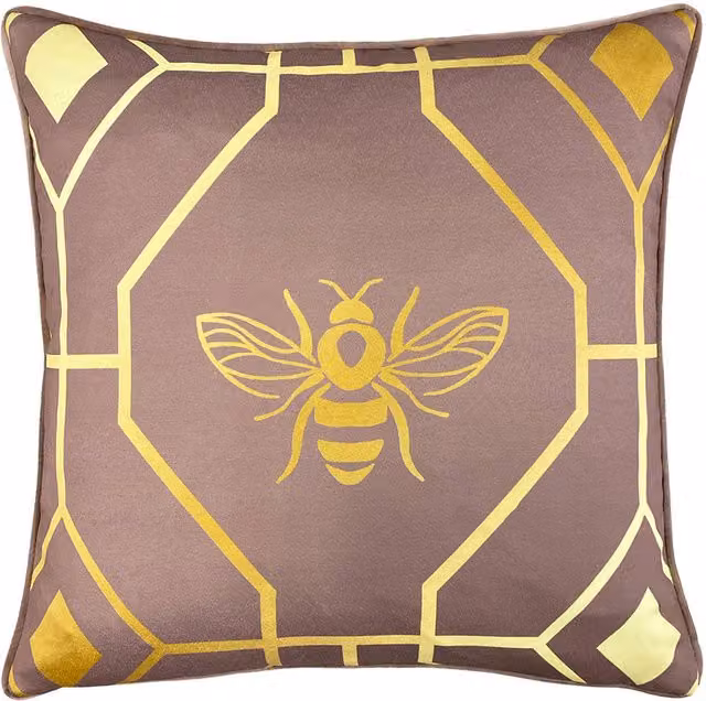 Make It A Home Bee Deco Geometric Square Cushion in Pink and Neutral
