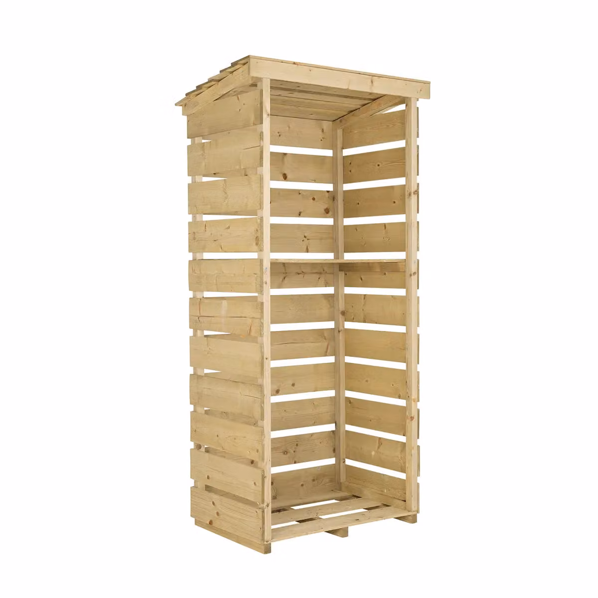 Charles Bentley FSC Mixed Spruce Wooden Single Tall Log Store in Brown, H x W x D: 182.3 x 76 x 53.2 cm – 2