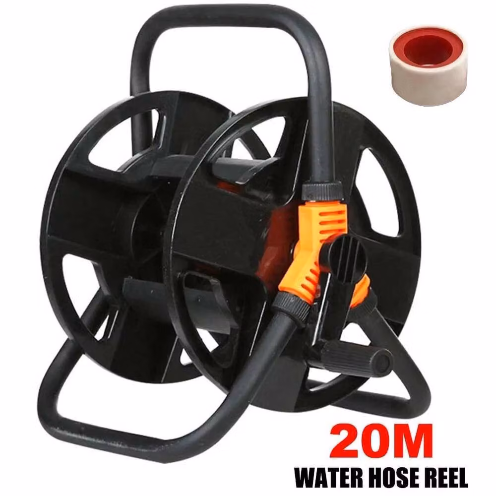 FLAVORA Black Freestanding Manual Garden Hose Pipe Reel Cart with 20m Hose – 5