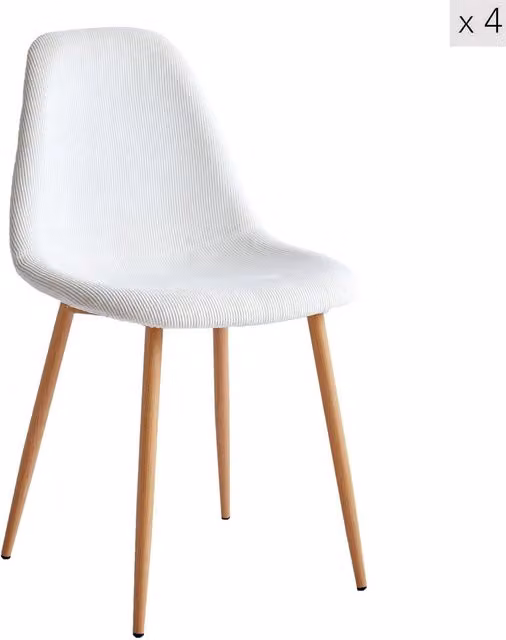 Nordlys Set of 4 Scandinavian Metal Dining Chairs in Beige and Black – 1