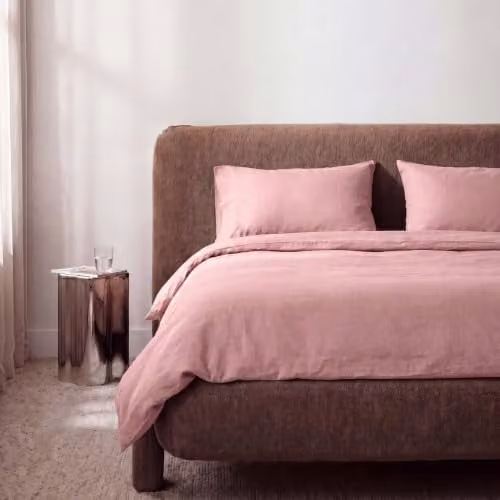 Bedable 100% Cotton Percale Pillowcase Pair, 300 Thread Count, Pink or Brown – 1