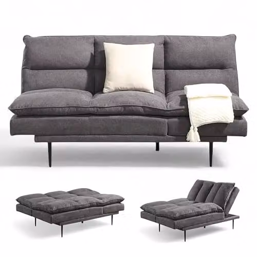 OAT Home Sennen 3 Seater Click Clack Sofa Bed in Charcoal Grey Fabric – 6