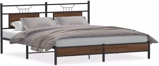 Berkfield Home Bed Frame in Brown Oak, Engineered Wood, W: 183 cm, D: 203 cm