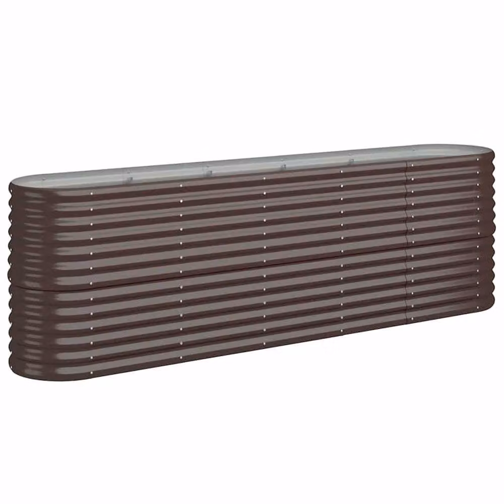 Berkfield Home Garden Raised Bed in Brown Powder-coated Steel, W/D/H: 224 x 40 x 68 cm – 2