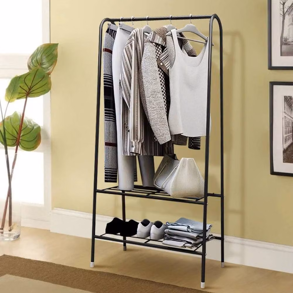 NESTLUNE Black Metal Clothes Rail and Coat Hanger Stand – 3