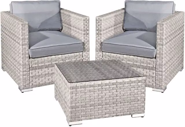 Oseasons Malta Rattan 2 Seat Tea for Two Set in Dove Grey