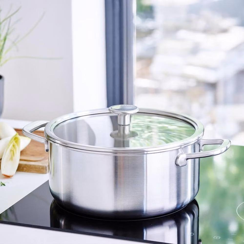 KitchenAid Tri-Ply Stainless Steel Casserole with Lid, Silver, Diameter: 24 cm – 3