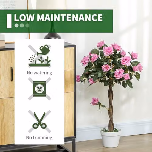 Outsunny Set of 2 Purple Artificial Rose Trees, 90 cm Height – 5