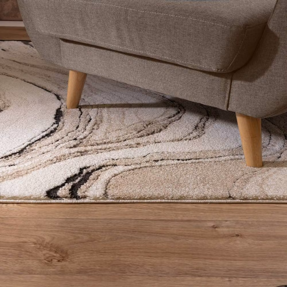 The Rug Shop UK Modern Abstract Polypropylene Easy Care Area Rug in Beige, W: 200 cm, D: 290 cm – 2