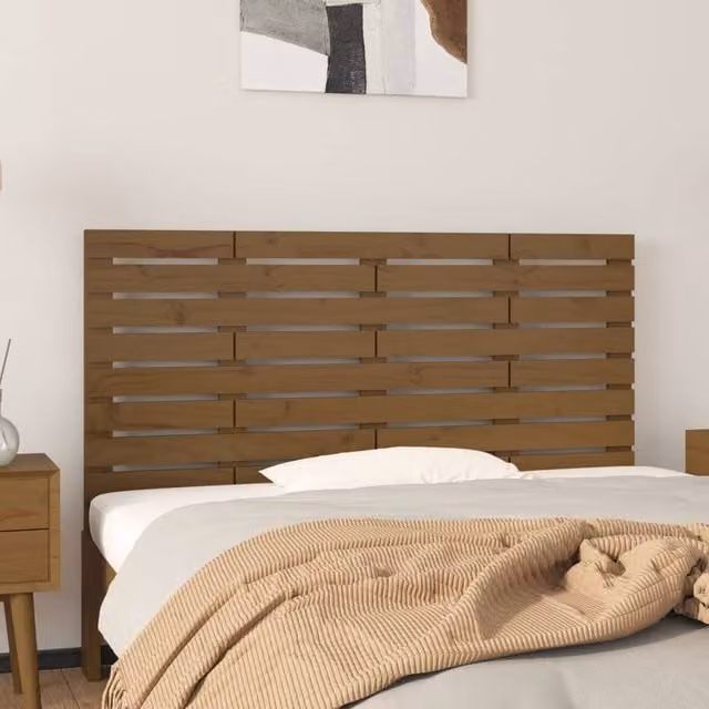 Berkfield Home Rustic Solid Wood Pine Wall Headboard in Honey Brown, W: 126 cm, D: 3 cm, H: 63 cm – 1