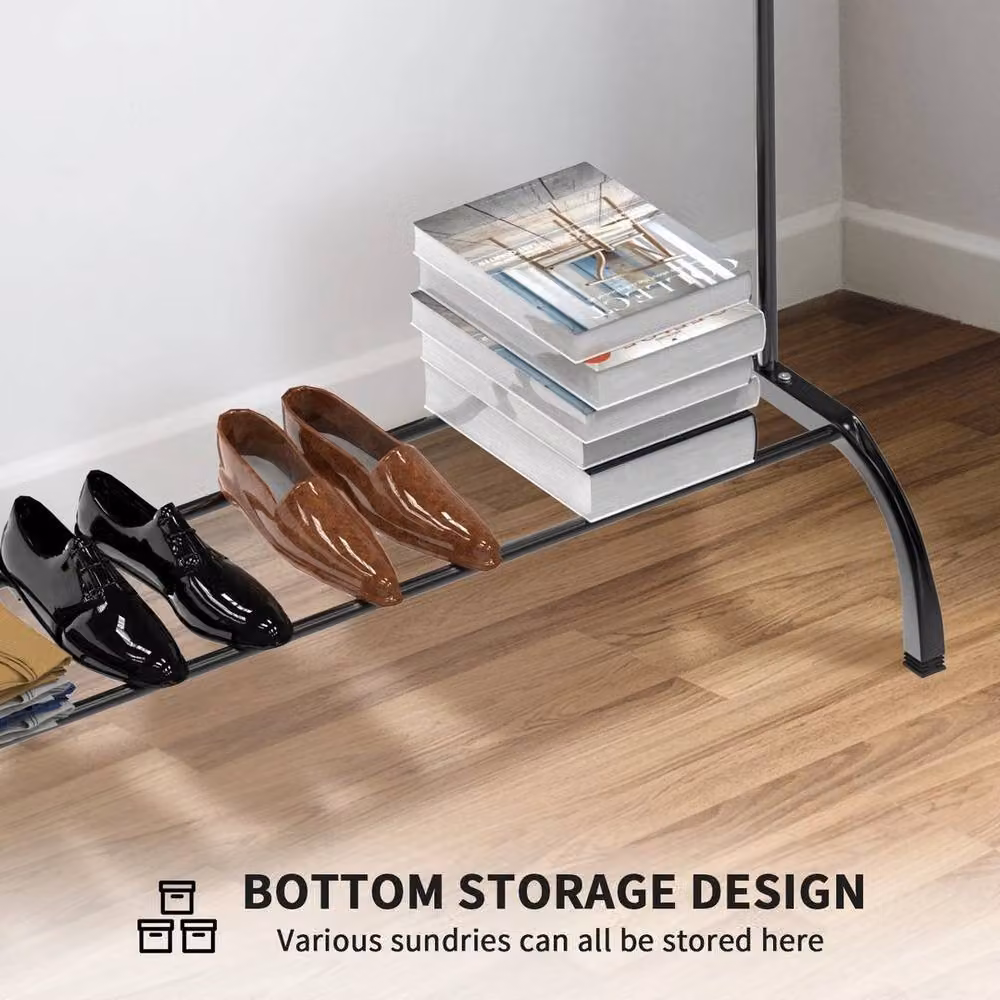 FORGEVIO Single Pole Clothes Rail Rack in Black, H: 150 cm, W: 50 cm – 3