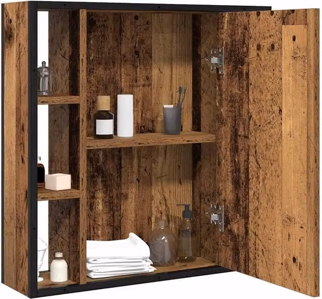 Berkfield Home Rustic Brown Bathroom Mirror Cabinet, W/D/H: 60 x 16 x 60 cm