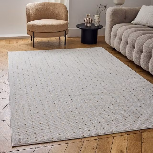 THE RUGS Carmel Modern Dotted Design Soft Pile Area Rug Runner in Gold W/D/H: 80 x 300 cm – 1
