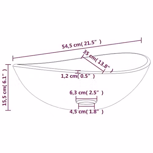 vidaXL Oval Tempered Glass Countertop Basin in Black, W: 54.5 cm, D: 35 cm, H: 15.5 cm – 3