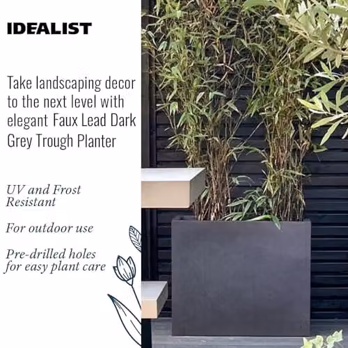 IDEALIST Grey Slate Reinforced Stone 50cm Trough Planter with 40L Capacity – 3