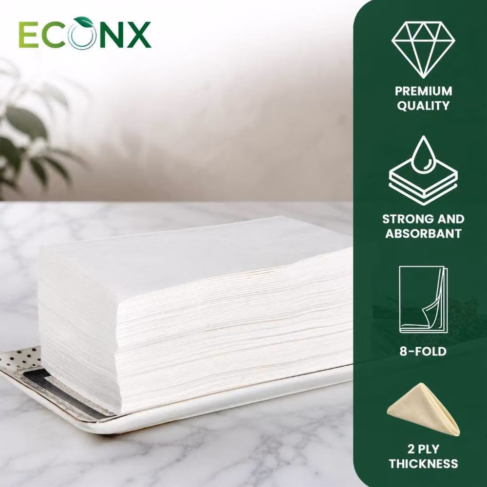 ECONX White 2-Ply Cocktail Paper Napkins, 40 cm, 250 Pieces – 6