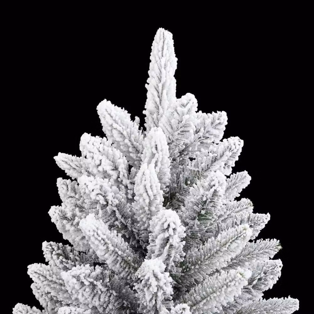 Berkfield Home Beautiful Artificial Flocked Snow Christmas Tree in White, Height: 210 cm – 4