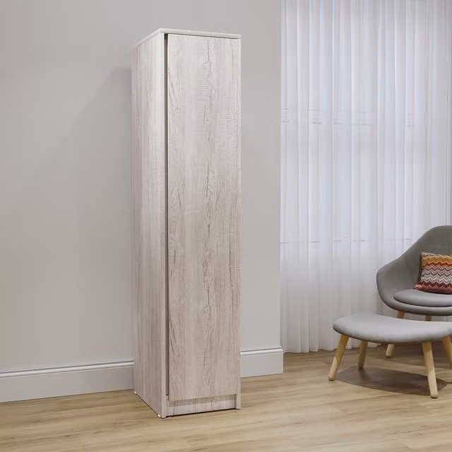 Seconique Modern Freestanding Wardrobe with Hinged Doors in White and Grey Matt Wood Finish