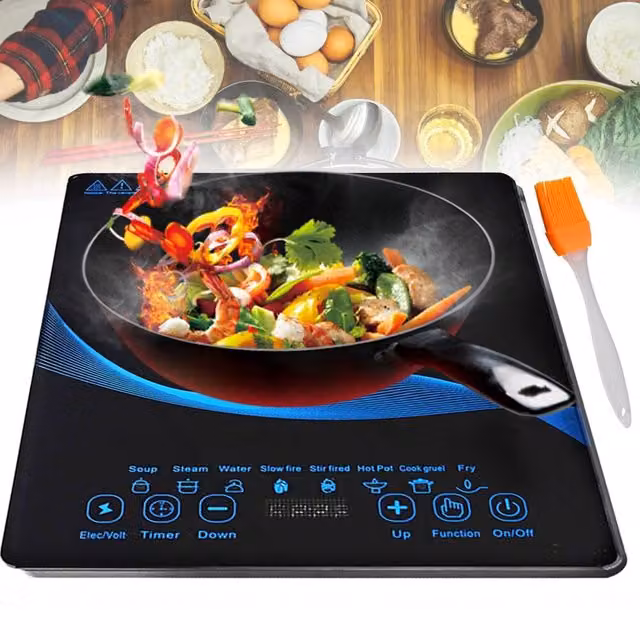 SPETLEK 2200W Portable Digital Induction Hob with Glass Touch Control in Black