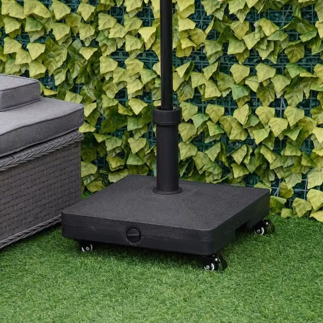 Outsunny Heavy Duty Black Water Filled Garden Parasol Base with Wheels